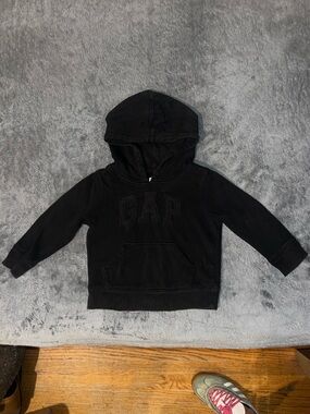 GAP Black Kids Hoodie with Tonal Logo